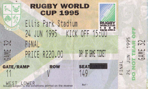 1995 Rugby world cup final ticket, good condition and not tore