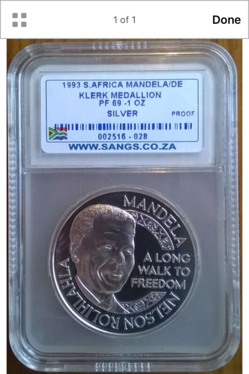 nr mandela /de klerk 1oz silver