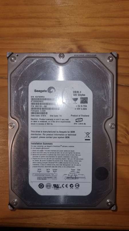 80GB/250GB/320GB Seagate/Western Digital Hard drives - LOT of 5 Drives