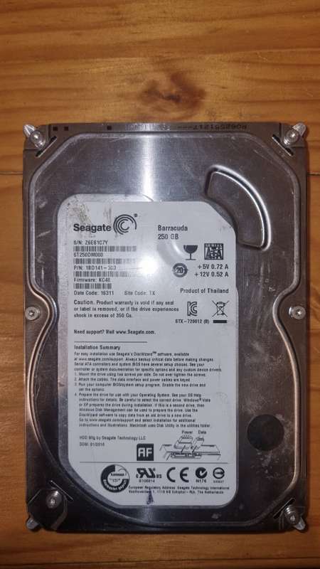 80GB/250GB/320GB Seagate/Western Digital Hard drives - LOT of 5 Drives