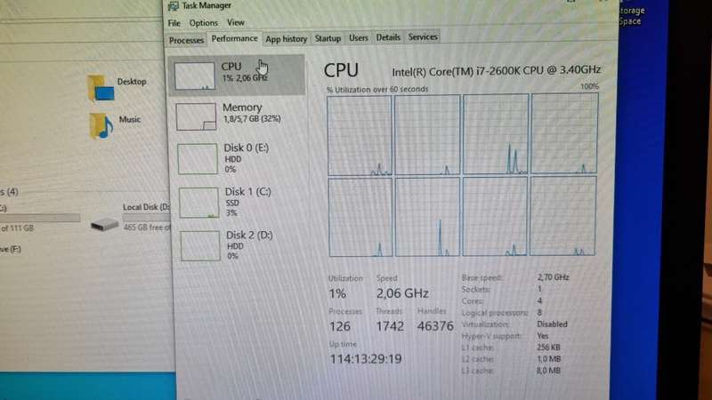 Intel Core I7 2600K / 6GB DDR3 / 128GB SSD / 1.5 TB HDD Computer