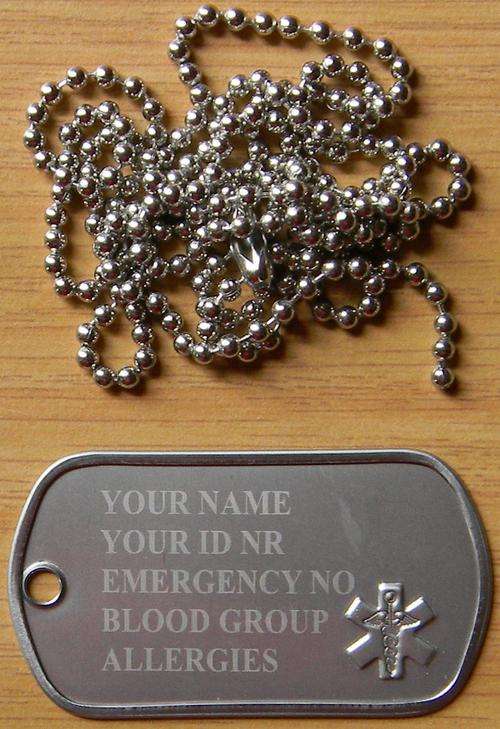 Medical Dog Tag FREE ENGRAVING