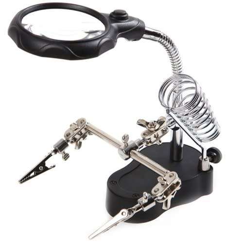 Soldering Station Magnifier, Auxiliary Clip, Accurate and Easy to Use Desktop LED Light Magnifier