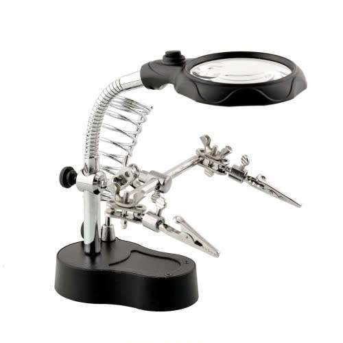 Soldering Station Magnifier, Auxiliary Clip, Accurate and Easy to Use Desktop LED Light Magnifier