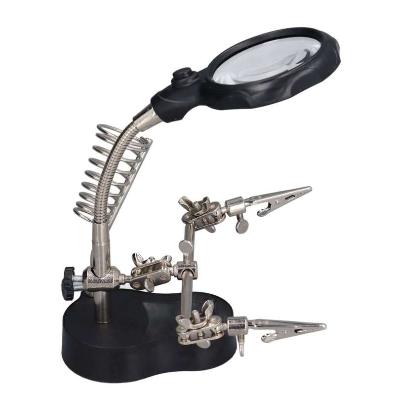 Soldering Station Magnifier, Auxiliary Clip, Accurate and Easy to Use Desktop LED Light Magnifier