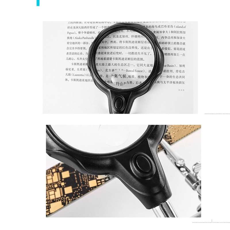 Soldering Station Magnifier, Auxiliary Clip, Accurate and Easy to Use Desktop LED Light Magnifier