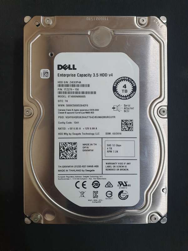 Dell Enterprise Capacity 3.5` 4TB 7.2k 12Gbps SAS Hard Drive