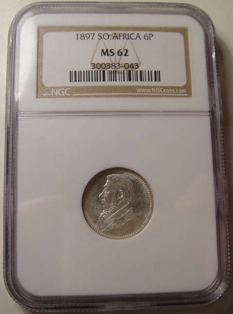 1897 ZAR 6P MS62 - EXCELLENT COIN MINT STATE