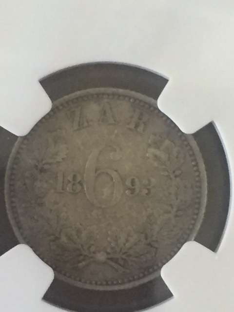 1893 ZAR VF35 6p NGC graded
