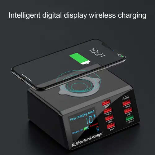 8Port Multi Fast Usb Charger Quick Charge 3.0 Phone Charging Station Led Display Usb Smart Wireless