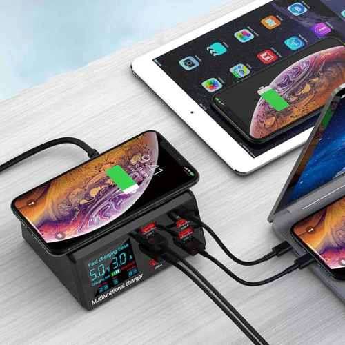 8Port Multi Fast Usb Charger Quick Charge 3.0 Phone Charging Station Led Display Usb Smart Wireless
