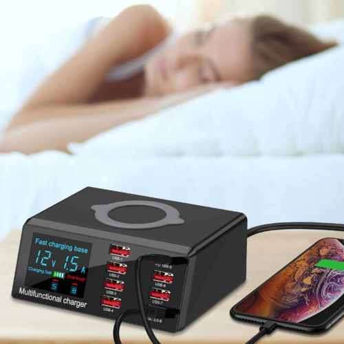 8Port Multi Fast Usb Charger Quick Charge 3.0 Phone Charging Station Led Display Usb Smart Wireless