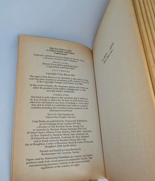 The DaVinci Code by Dan Brown. Paperback. Published, 2003