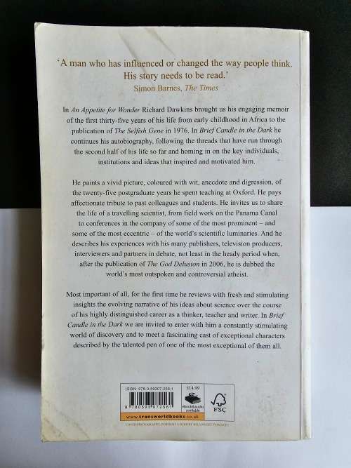 Brief Candle in the Dark: My Life in Science by Richard Dawkins. Paperback. Published, 2015