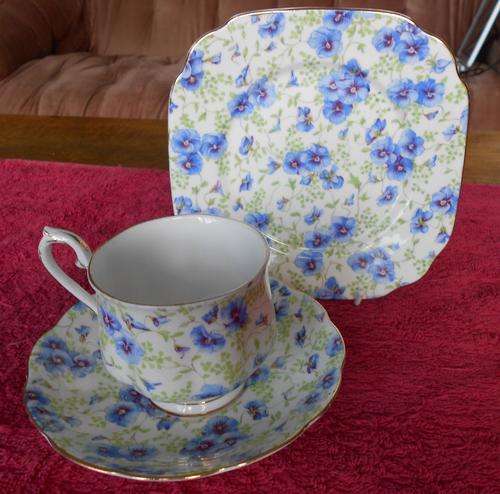 Royal Albert Blue Pansy Trio