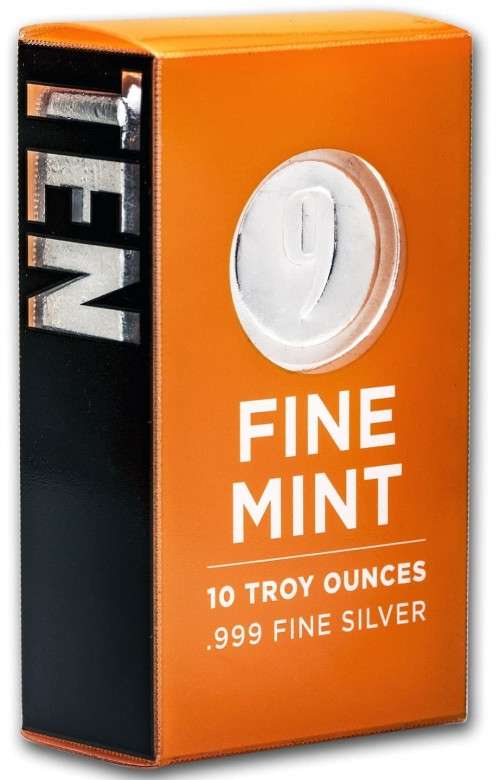 10 oz Cast-Poured Silver Bar 9 Fine Mint