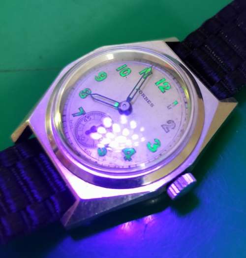 Mint condition vintage military style Forbes watch, high quality 15J movement.