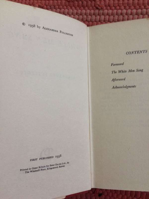 The White Men Sang - Alexander Fullerton | First Edition 1958 Rhodesiana