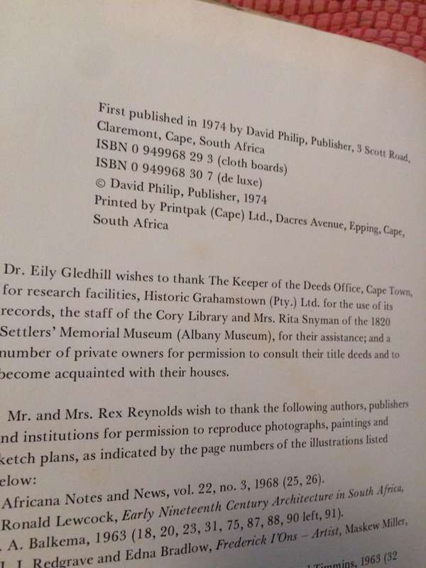 Grahamstown from Cottage to Villa - Rex & Barbara Reynolds / Hardcover w/dj / 1st Ed. 1974