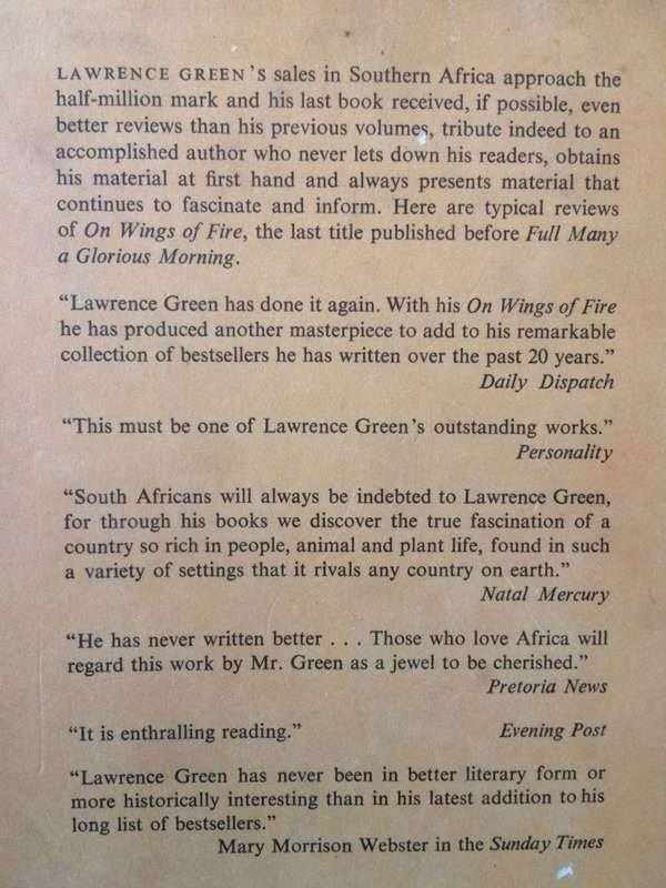 Full Many a Glorious Morning - Lawrence G Green / 1968 1st Edition HARDCOVER