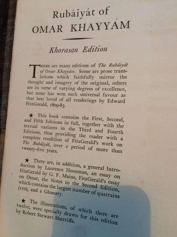 RUBAIYAT OF OMAR KHAYYAM - Illustrated by Robert Stewart Sherriffs (1969 HARDCOVER)