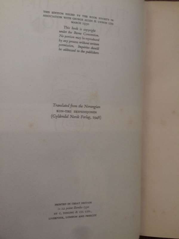 The Kon-Tiki Expedition - Thor Heyerdahl (1st Edition 1950 HARDCOVER)