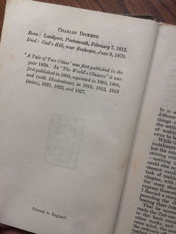 A Tale of Two Cities - Charles Dickens (1927 HARDCOVER RARE)