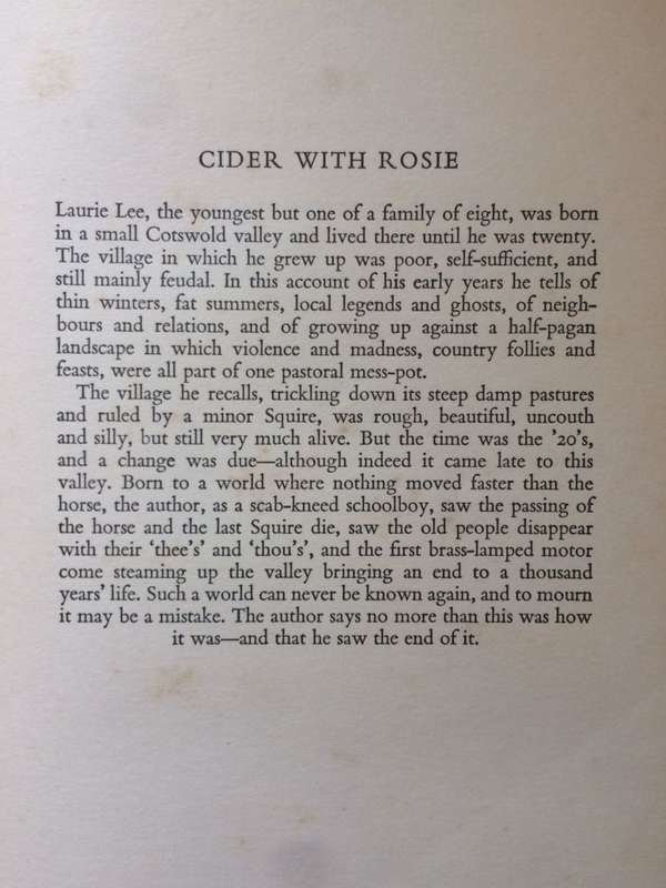 Cider with Rosie - Laurie Lee (1960 Hardcover)