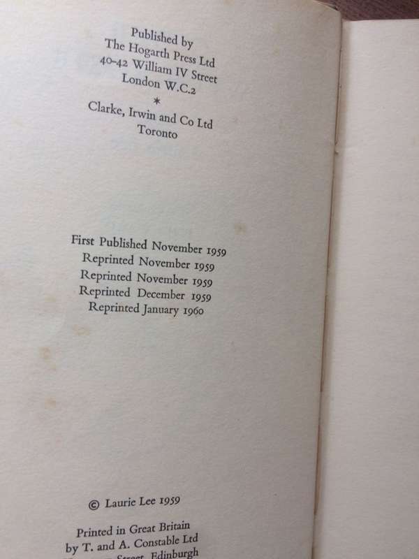 Cider with Rosie - Laurie Lee (1960 Hardcover)