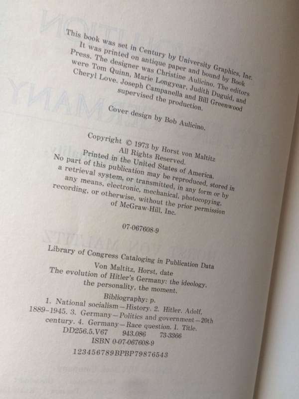 The Evolution of Hitler`s Germany - Horst von Maltitz (1973 1st Edition Hardcover)