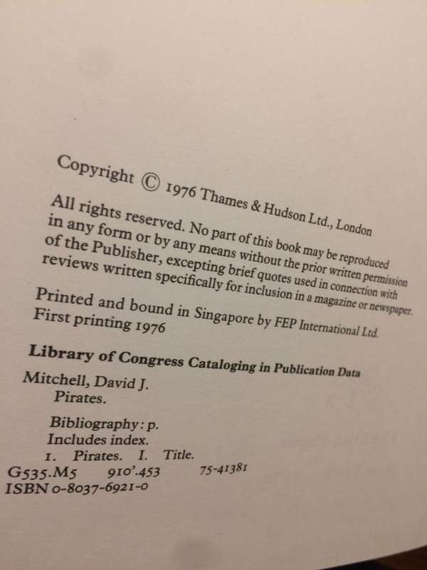 Pirates: An Illustrated History - David Mitchell (1976 1st Edition HARDCOVER)