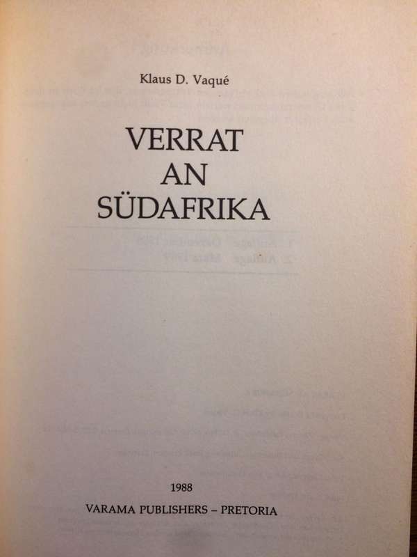 Verrat An Sudafrika - Klaus D Vaque