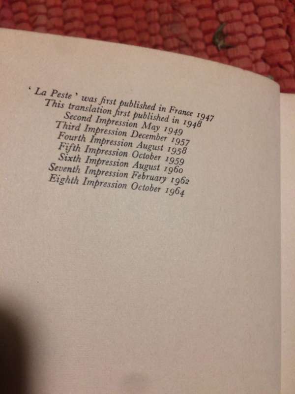 The Plague - Albert Camus (1964 Hardcover Published by Hamish Hamilton)