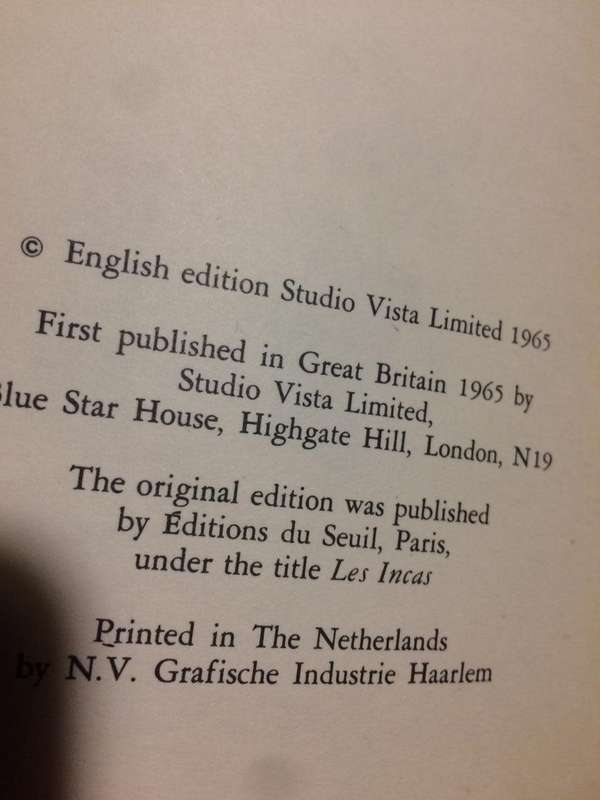 The Incas - Alfred Metraux (1965 1st Edition Hardcover)
