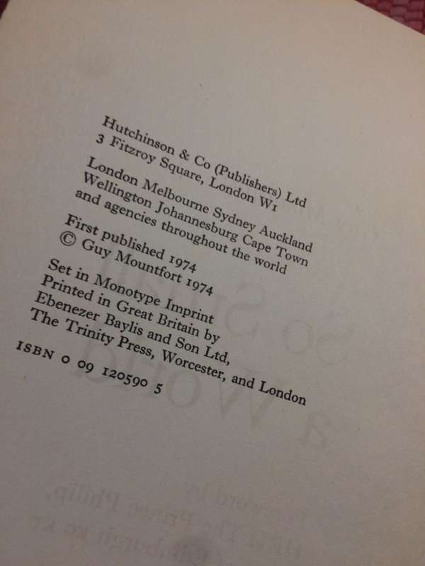 So Small A World - Guy Mountfort (1974 1st Edition HARDCOVER)