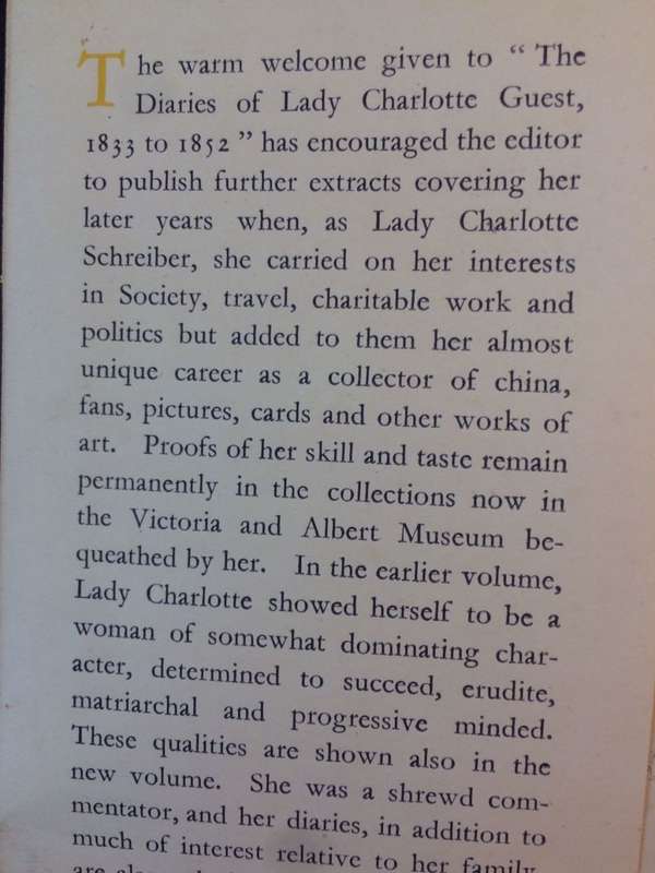 Lady Charlotte Schreiber: Extracts from her Journal 1853-1891 (1952 1st Edition Hardcover)