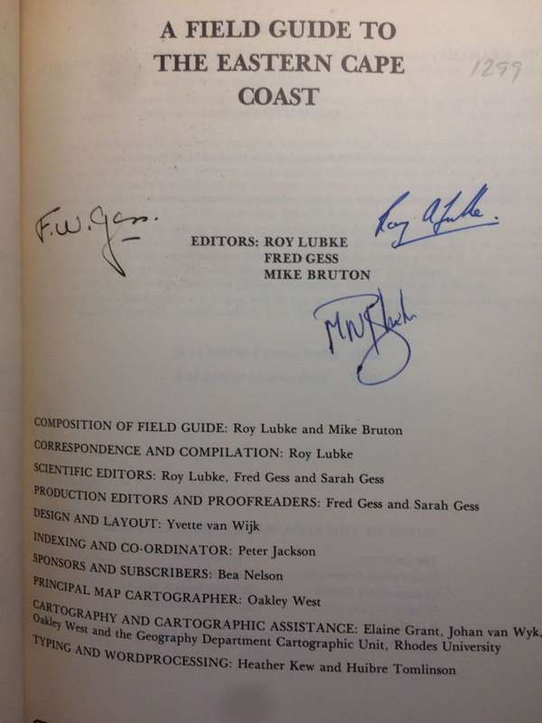 A Field Guide to the Eastern Cape Coast - RA Lubke, FW Gess and MN Bruton SIGNED COPY (1988 1st Ed)