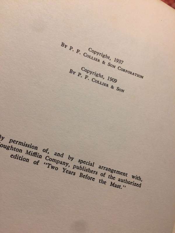 Two Years Before the Mast: A Personal Narrative of Life at Sea - RH Dana (1937 Hardcover)