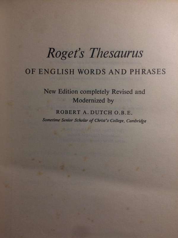 Roget's Thesaurus of English Words and Phrases (1962 HARDCOVER)