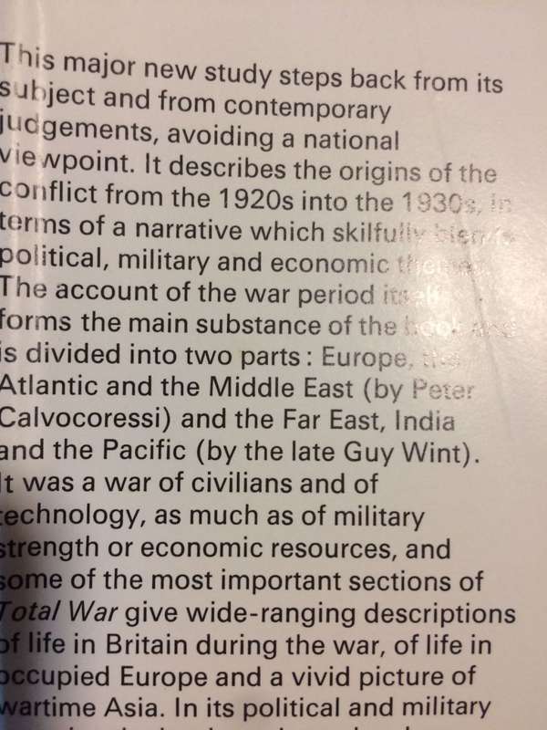 Total War: Causes & Courses of the Second World War - Peter Calvocoressi & Guy Wint (1972 1st Ed)