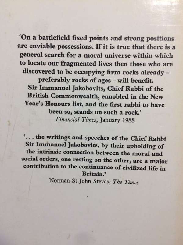 Lord Jakobovits: The Authorized Biography of the Chief Rabbi - Chaim Bermant (1990 1st Ed Hardcover)