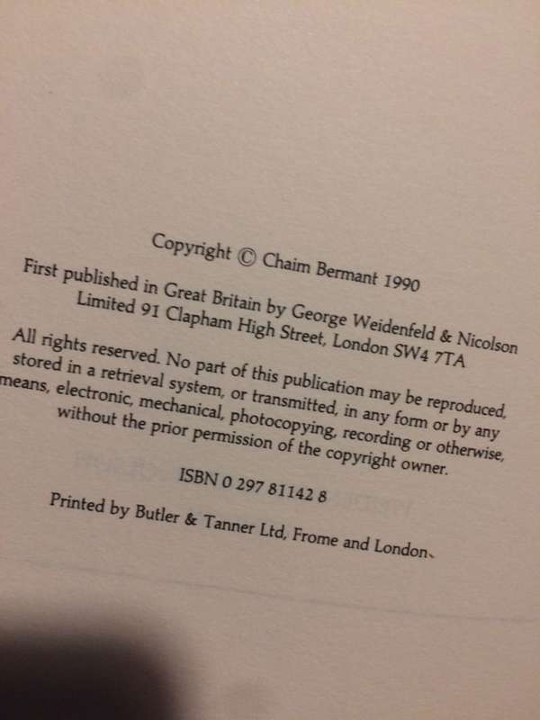 Lord Jakobovits: The Authorized Biography of the Chief Rabbi - Chaim Bermant (1990 1st Ed Hardcover)