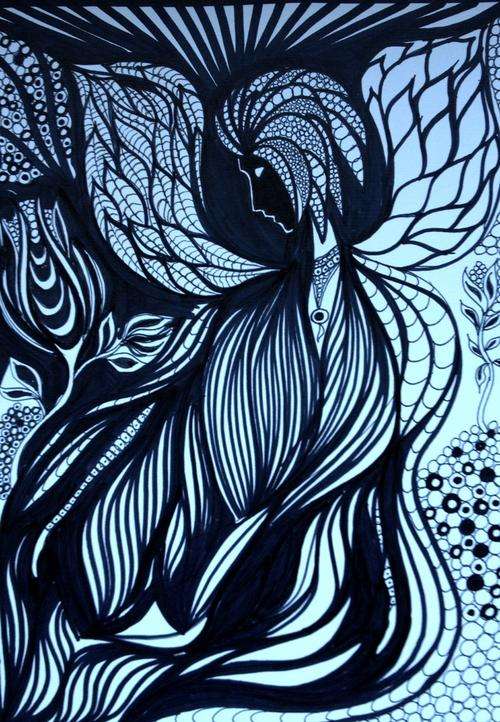 "Black Faced Embrace" - Original Pen & Ink by Keith Erasmus / A4