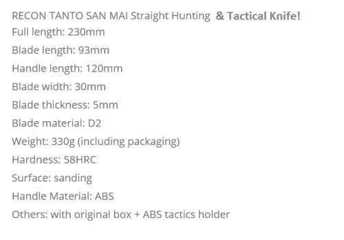 THE TACTICAL & HUNTING RECON TANTO KNIFE - JUST AWESOME!!!