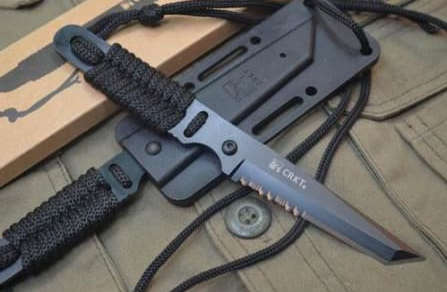 TANTO BLADE BOOT DAGGER / NECK KNIFE WITH PORTION SERRATED EDGE and HARD SHEATH!