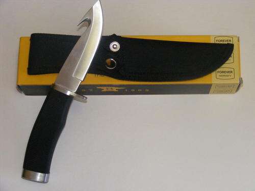 BUCK ZIPPER CUTHOOK HUNTING KNIFE WITH RUBBER HANDLE & SHEATH!!!