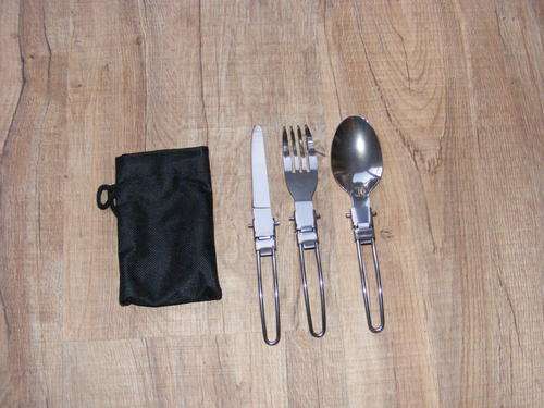 COOL CAMPING KNIFE; FORK & SPOON SET WITH VELCRO SEAL POUCH!!!