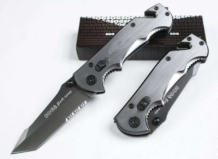 SOG 56HRC 440 pocket knife Drop Point outdoor Serrated Utility knife!!!