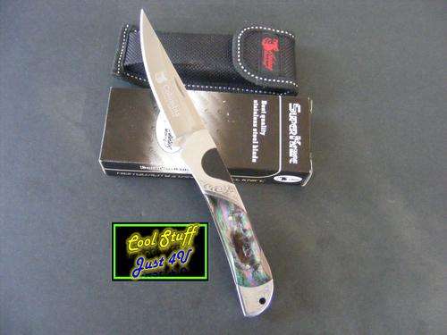 COLUMBIA 261 FOLDING KNIFE WITH POUCH; ENGRAVING & MOTHER OF PEARL INLAYS - AWESOME!!!