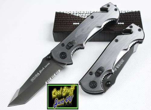 SOG 56HRC 440 pocket knife Drop Point outdoor Serrated Utility knife!!!